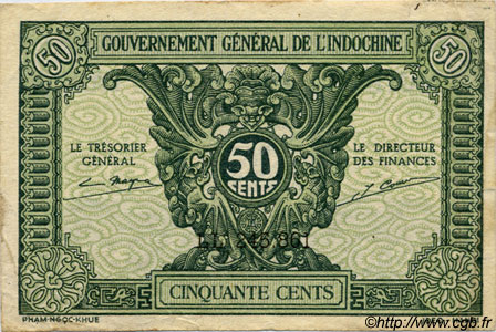 50 Cents FRENCH INDOCHINA  1943 P.091 VF