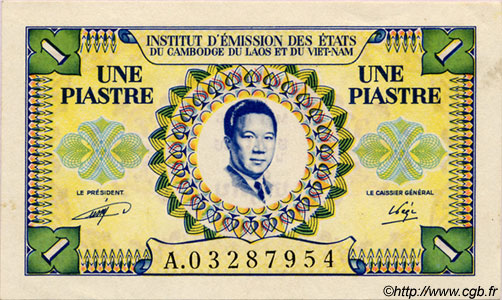 1 Piastre - 1 Dong INDOCINA FRANCESE  1952 P.104 q.FDC