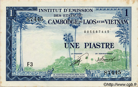 1 Piastre - 1 Kip INDOCHINA  1954 P.100 EBC