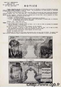 200 Piastres - 200 Riels INDOCINA FRANCESE  1953 P.098 BB