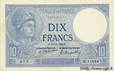 10 Francs MINERVE FRANCIA  1923 F.06.07 EBC+