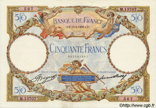 50 Francs LUC OLIVIER MERSON type modifié FRANCE  1933 F.16.04 XF+