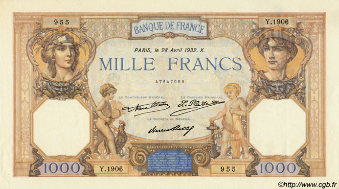 1000 Francs CÉRÈS ET MERCURE FRANCIA  1932 F.37.07 SC