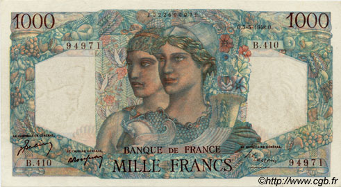 1000 Francs MINERVE ET HERCULE FRANCE  1948 F.41.20x AU