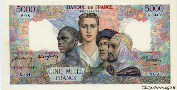 5000 Francs EMPIRE FRANÇAIS FRANKREICH  1947 F.47.59 fST