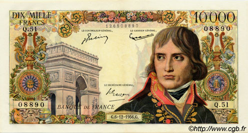10000 Francs BONAPARTE FRANCE  1956 F.51.06 XF+