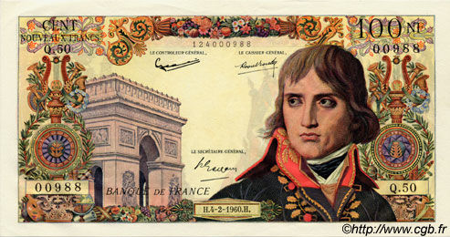 100 Nouveaux Francs BONAPARTE FRANCIA  1960 F.59.05 SC
