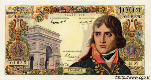 100 Nouveaux Francs BONAPARTE FRANCIA  1960 F.59.06 SC+