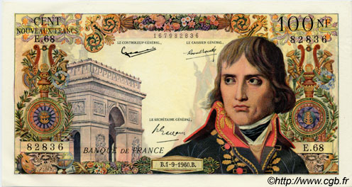 100 Nouveaux Francs BONAPARTE FRANKREICH  1960 F.59.07 fST