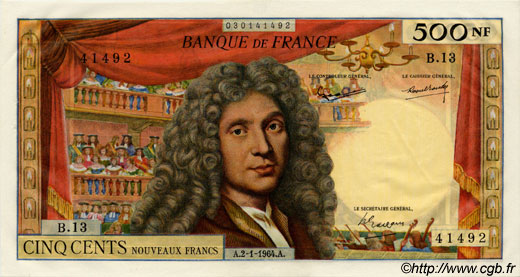 500 Nouveaux Francs MOLIÈRE FRANKREICH  1964 F.60.06 fST