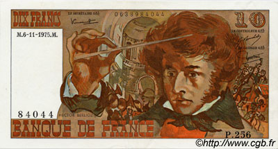 10 Francs BERLIOZ FRANCE  1975 F.63.14 AU+