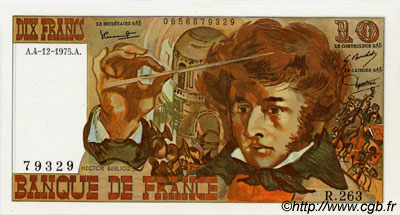 10 Francs BERLIOZ FRANCIA  1975 F.63.15 FDC