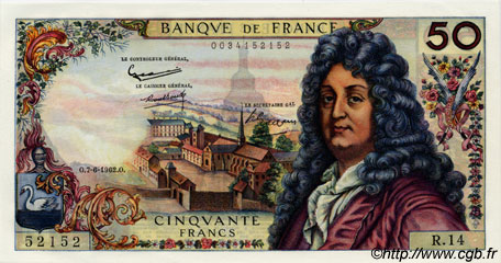 50 Francs RACINE FRANCIA  1962 F.64.01 FDC