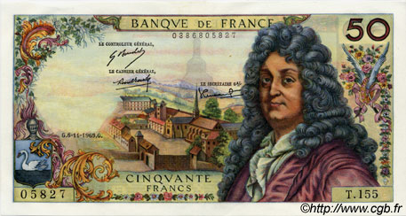 50 Francs RACINE FRANCIA  1969 F.64.15 q.FDC