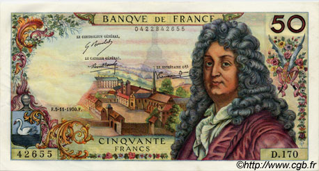 50 Francs RACINE FRANKREICH  1970 F.64.17 fST+