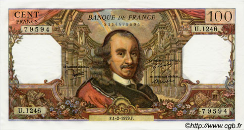 100 Francs CORNEILLE FRANCE  1979 F.65.65 pr.SPL
