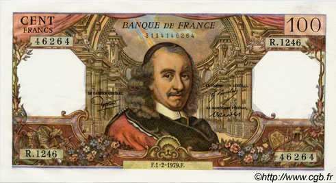 100 Francs CORNEILLE FRANCE  1979 F.65.65 UNC