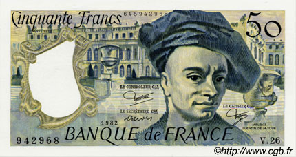 50 Francs QUENTIN DE LA TOUR FRANCE  1982 F.67.08 UNC