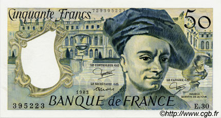50 Francs QUENTIN DE LA TOUR FRANCE  1983 F.67.09 AU+