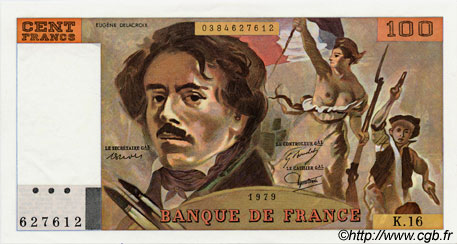 100 Francs DELACROIX modifié FRANCIA  1979 F.69.02c SC+