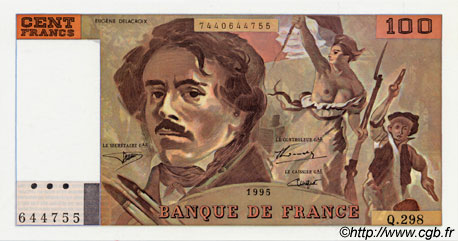 100 Francs DELACROIX 442-1 & 442-2 FRANCE  1995 F.69ter.02d NEUF