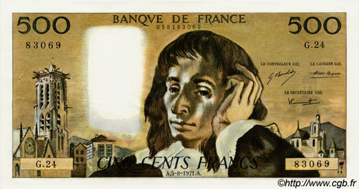 500 Francs PASCAL FRANCIA  1971 F.71.06 AU