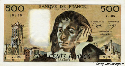 500 Francs PASCAL FRANCIA  1979 F.71.20 q.FDC