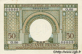 50 Francs MAROCCO  1949 P.44s AU