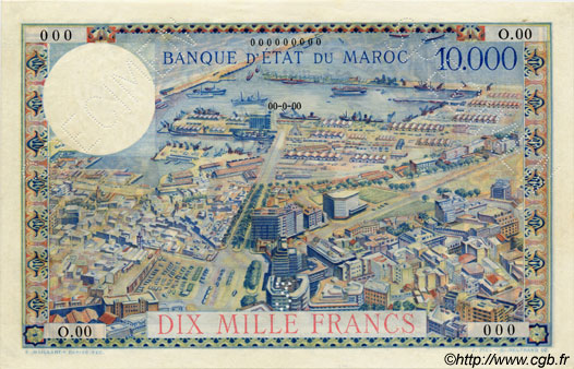 10000 Francs MOROCCO  1953 P.50s UNC-