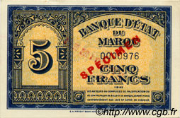 5 Francs MAROC  1943 P.24s pr.NEUF