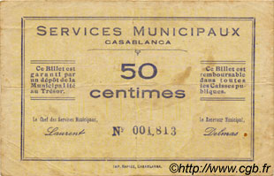 50 Centimes MOROCCO Casablanca 1919 P.- VF