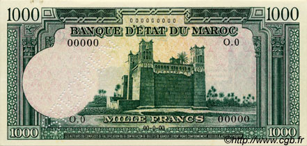 1000 Francs Ouarzazate MAROCCO  1951 P.46As q.FDC