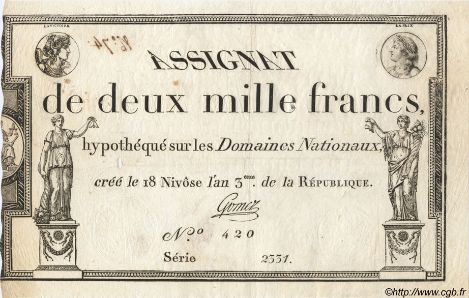 2000 Francs FRANCIA  1795 Laf.176 MBC+