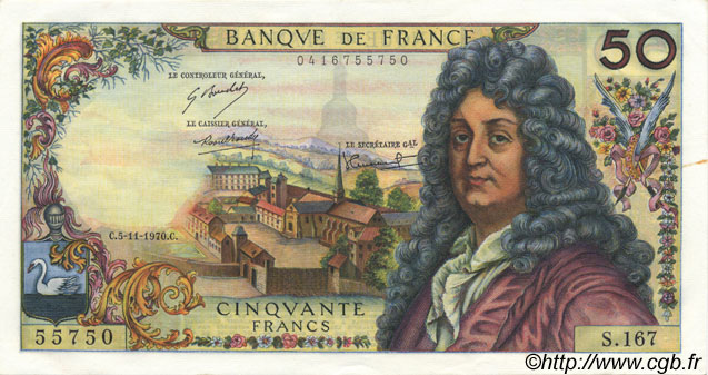 50 Francs RACINE FRANCE  1970 F.64.17 XF
