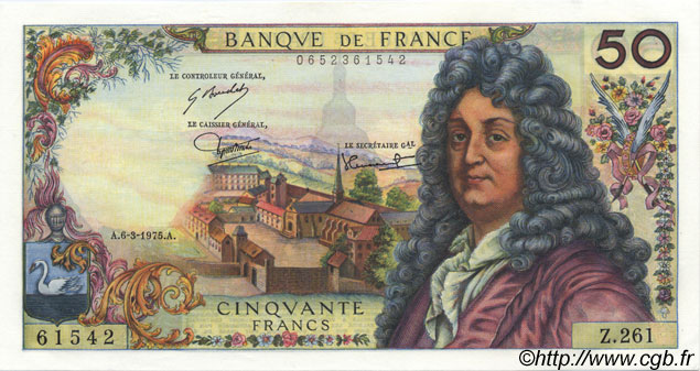 50 Francs RACINE FRANKREICH  1975 F.64.29 fST