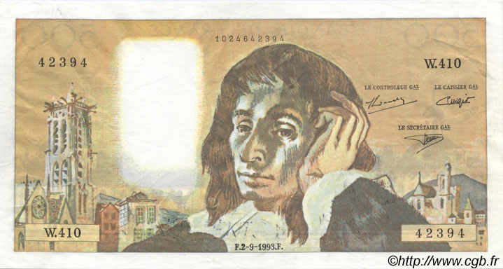 500 Francs PASCAL FRANCIA  1993 F.71.52 SC+