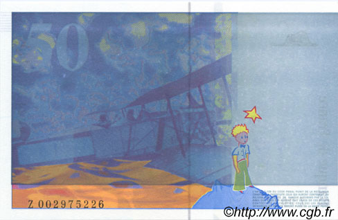 50 Francs SAINT-EXUPÉRY impression FAUTÉE FRANCE  1992 F.72.01F UNC