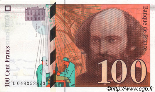 100 Francs CÉZANNE sans palette FRANCE  1998 F.74f3.01var UNC
