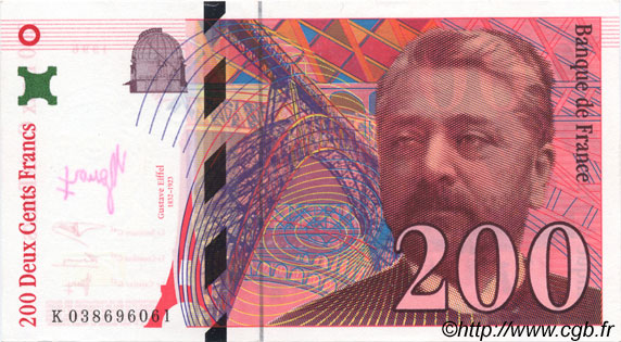 200 Francs EIFFEL FRANCIA  1996 F.75.03a SC+