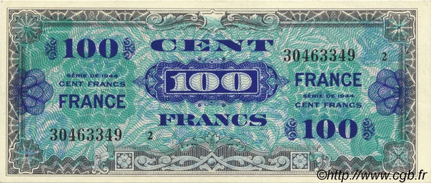 100 Francs FRANCE FRANCE  1945 VF.25.02 XF+