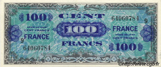 100 Francs FRANCE FRANCE  1945 VF.25.09 UNC-