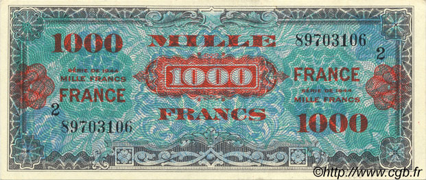 1000 Francs FRANCE FRANCE  1945 VF.27.02 UNC