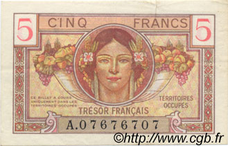 5 Francs TRÉSOR FRANCAIS FRANCE  1947 VF.29.01 XF