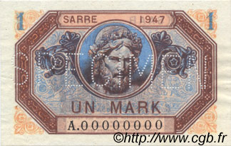 1 Mark SARRE FRANCIA  1947 VF.44.00Sp AU
