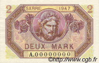 2 Mark SARRE FRANCE  1947 VF.45.00Sp pr.NEUF