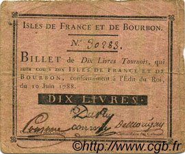 10 Livres ISLES OF FRANCE AND BOURBON  1788 P.08 F+