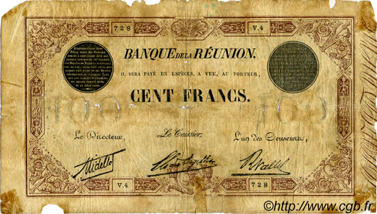 100 Francs ÎLE DE LA RÉUNION  1926 P.16? AB