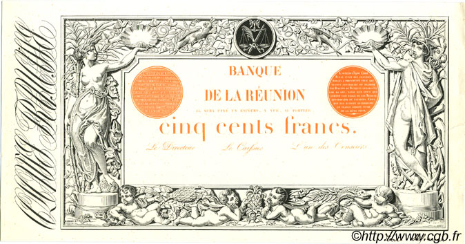 500 Francs ISLA DE LA REUNIóN  1898 P.17 FDC