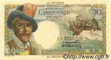 50 Francs Belain d Esnambuc ISOLA RIUNIONE  1946 P.44a SPL