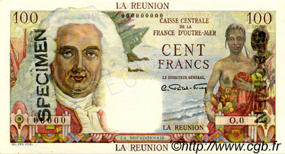 100 Francs La Bourdonnais REUNION  1946 P.45s UNC